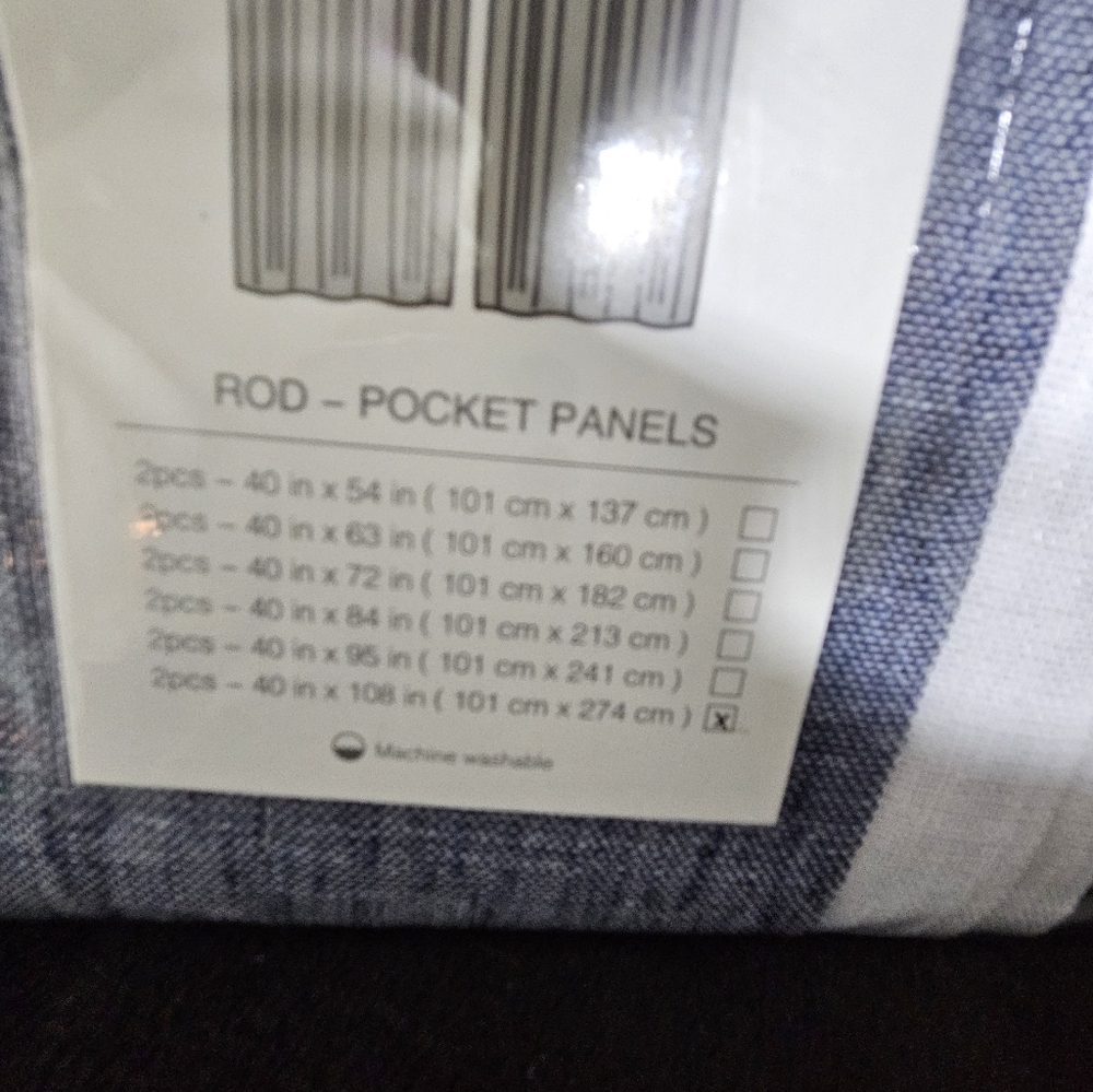 Blue and White Striped Curtain Panels